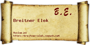 Breitner Elek névjegykártya